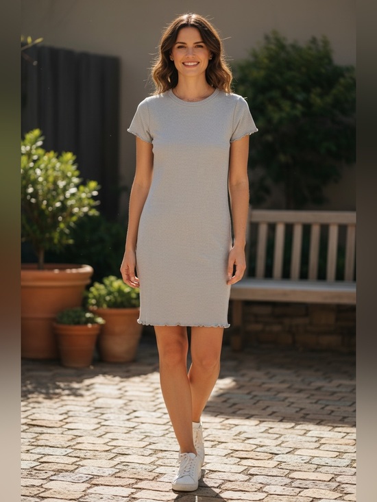 Abound Dresses & Skirts - Abound Light Gray Ribbed Midi T-Shirt Dress